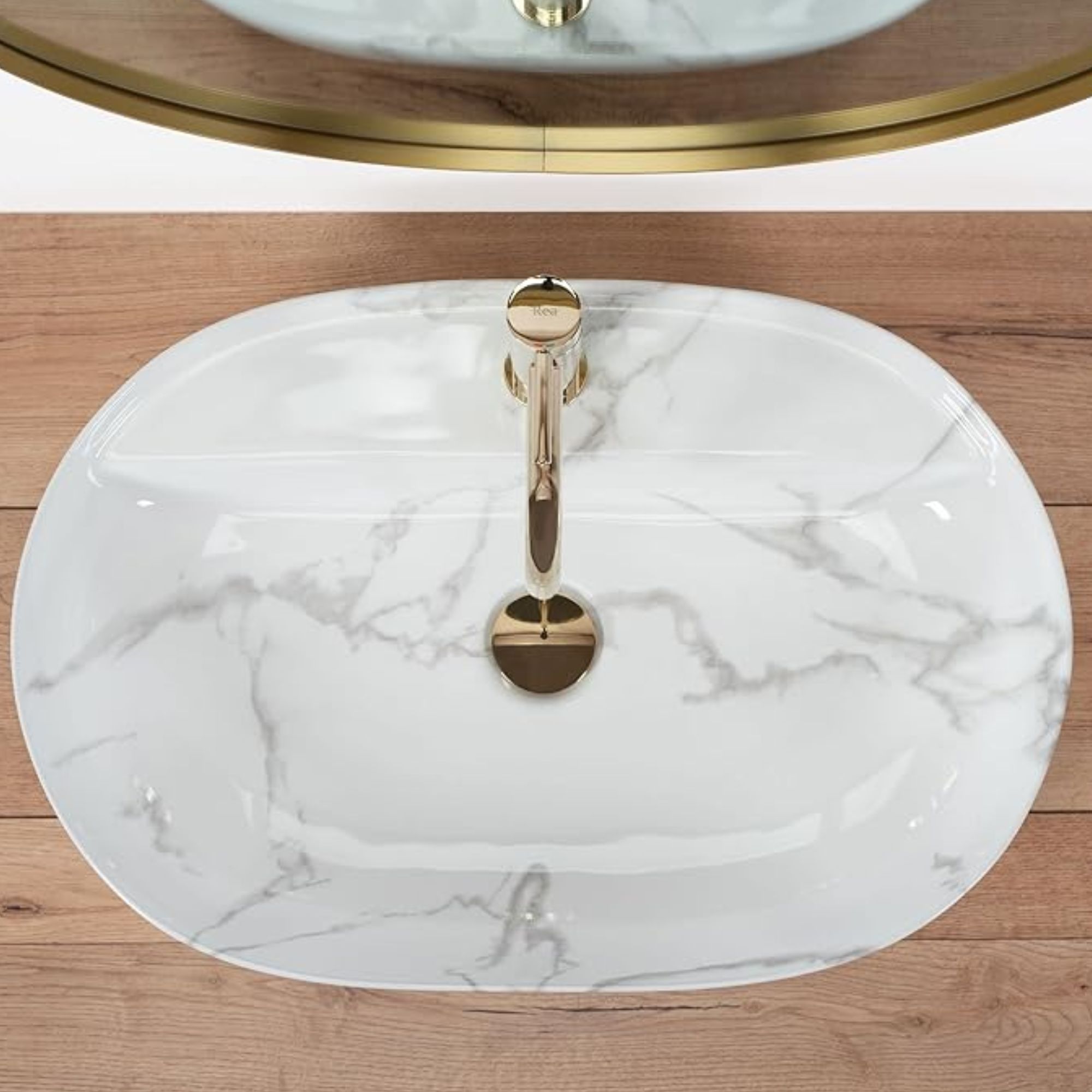 Lavabo da appoggio Moderno Marmo bianco BUDDY 60x41 cm - immagine 3