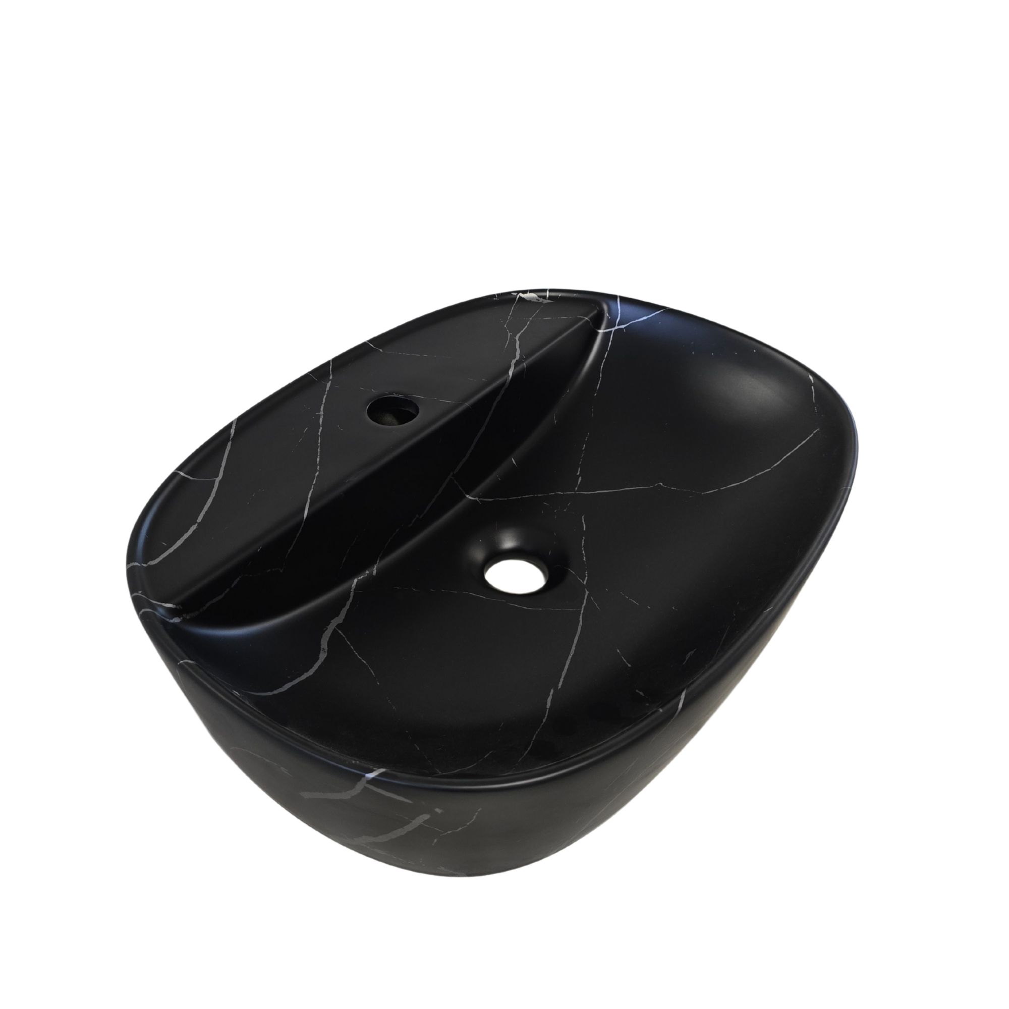 Lavabo da appoggio Moderno Marmo nero BUDDY 50x38 cm