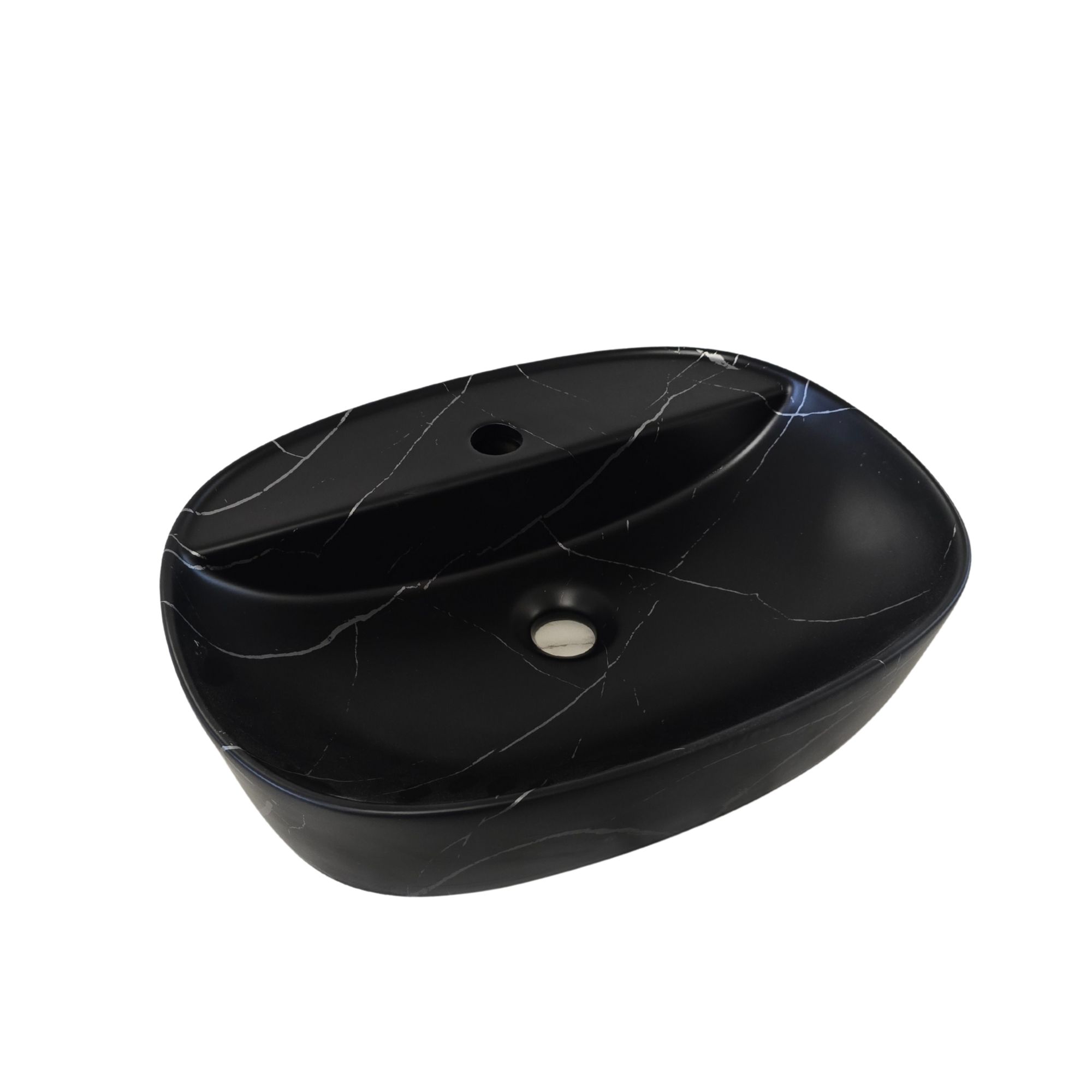 Lavabo da appoggio Moderno Marmo nero BUDDY 50x38 cm - immagine 2