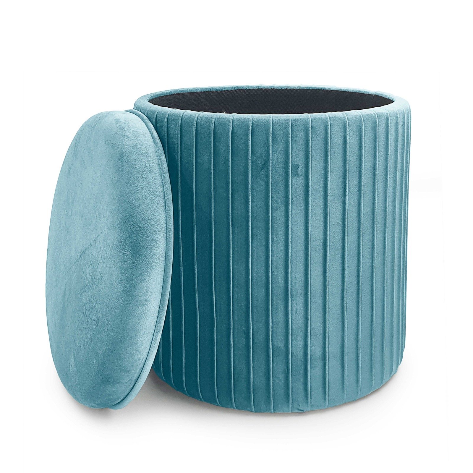 Set di 2 pouf Contenitori velluto Tik Tak Azzurro - immagine 5