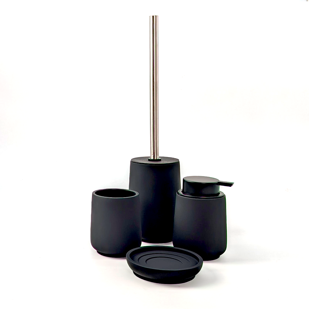 Set accessori bagno soft touch nero