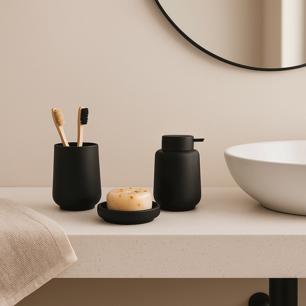 Set accessori bagno soft touch nero - immagine 5